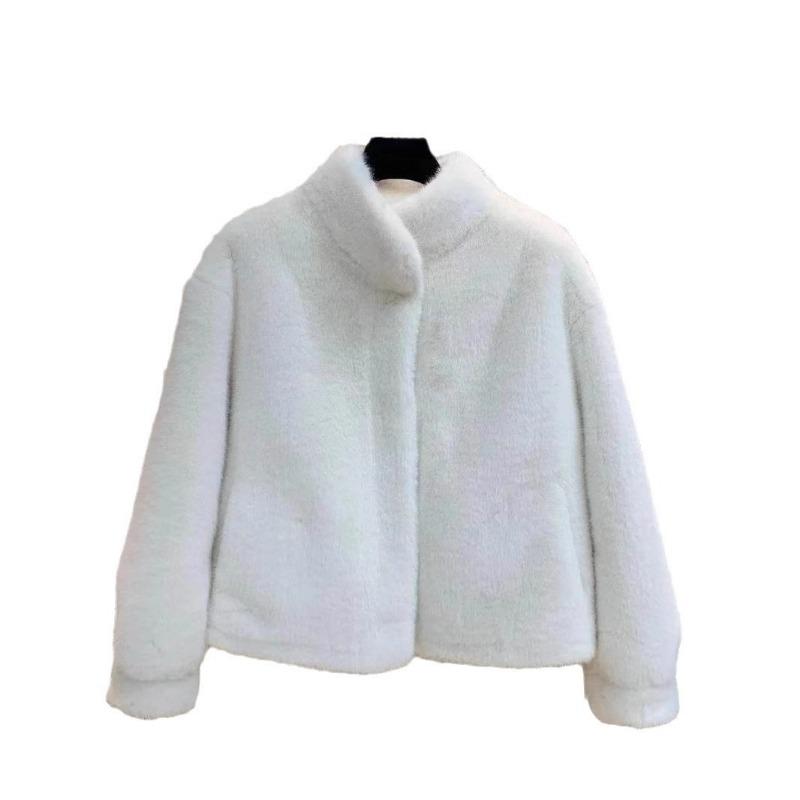 Imitation Velvet Fur Jacket Light Stand-up Collar Short Coat Women's Winter Fluff Jacket Padded with Cotton
