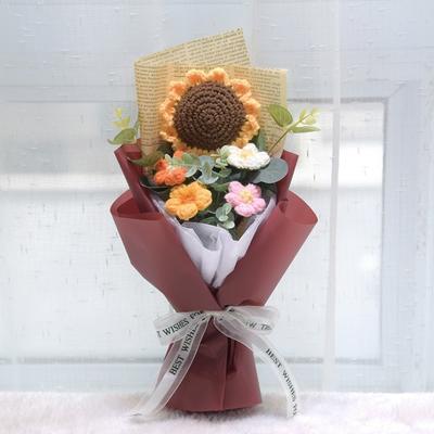 Gehäkelter Blumenstrauß Handgefertigter Blumenstrauß-Arrangement Häkel-Blumenstrauß Künstliche Blumen Handgefertigte Sonnenblume Geburtstag