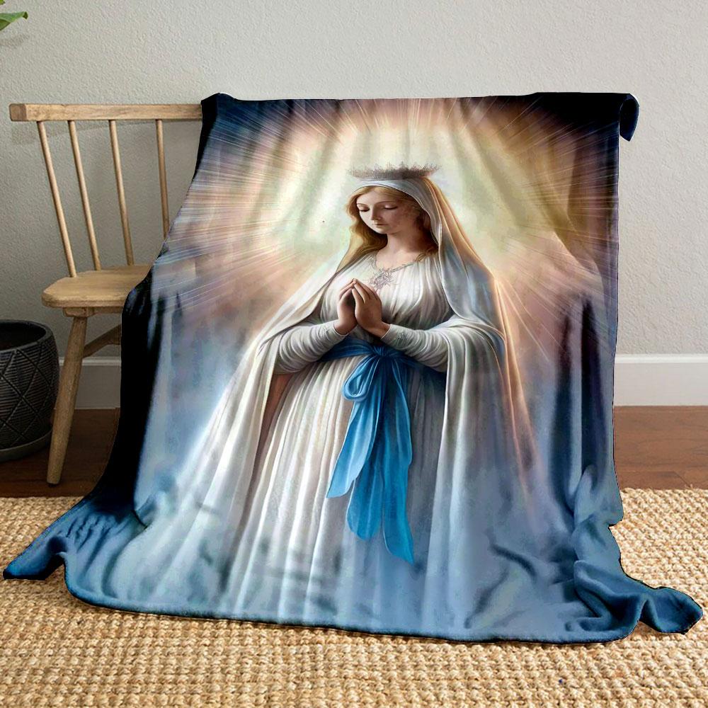 Blessed Virgin Mary Prayer Blanket  Printed Blanket for Living Room Bed Couch lunch break Soft Cozy Blanket for Friend's festival Gift