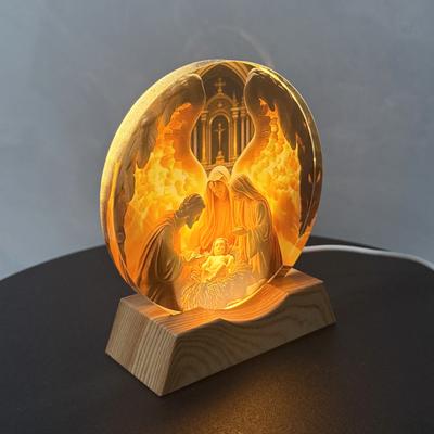 Geburt Jesu Kristall LED Nachtlicht Streifen Basis - USB-betriebene Glas-Dekorationslampe, geeignet für Schlafzimmer, Wohnzimmer, Geburtstags