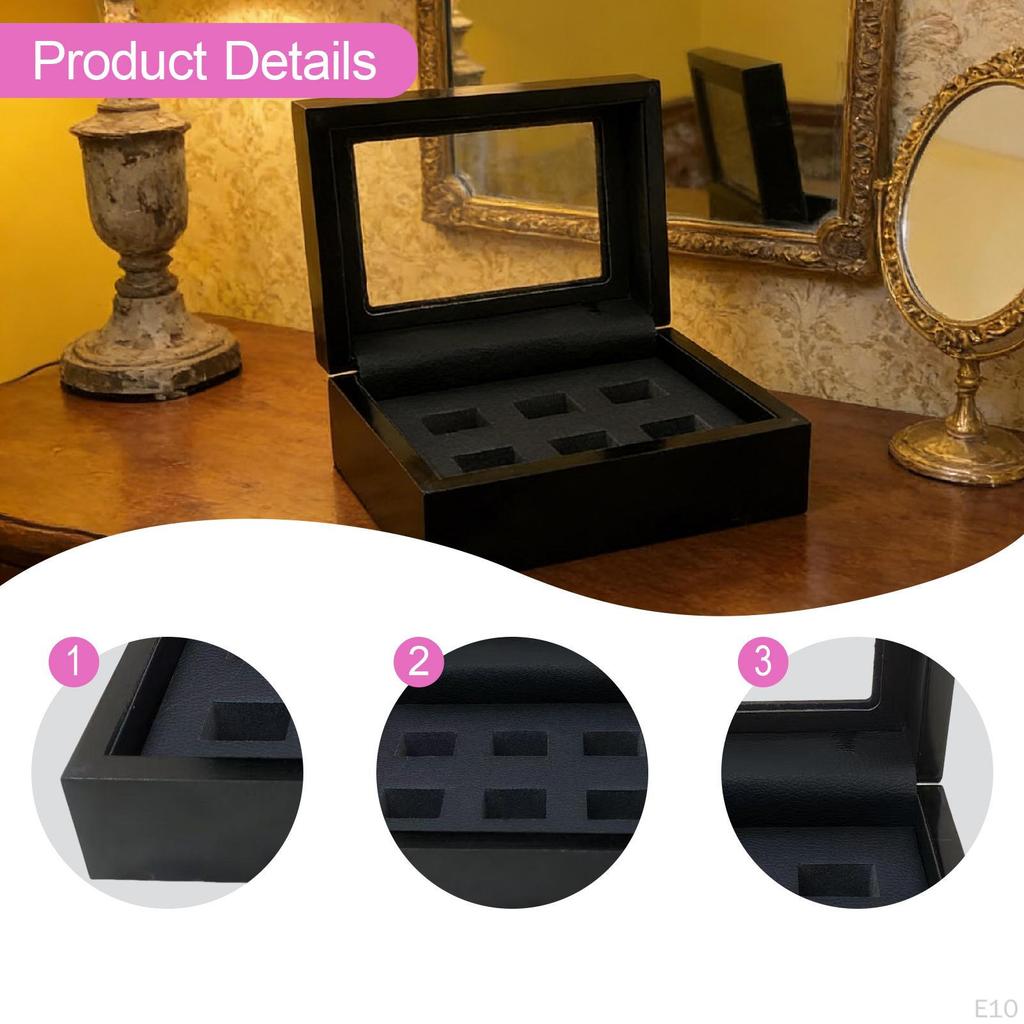 Box with Presentation Stand, Holder, Jewelry Organizer, Wooden Surface Smooth PU Coating,