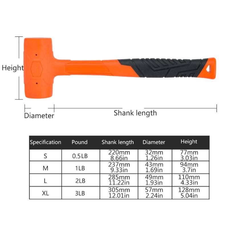 Double Headed Rubber Hammer Detachable Round Head Nonslip Handle Hand DIY Tool Installation Hammer For Woodworking