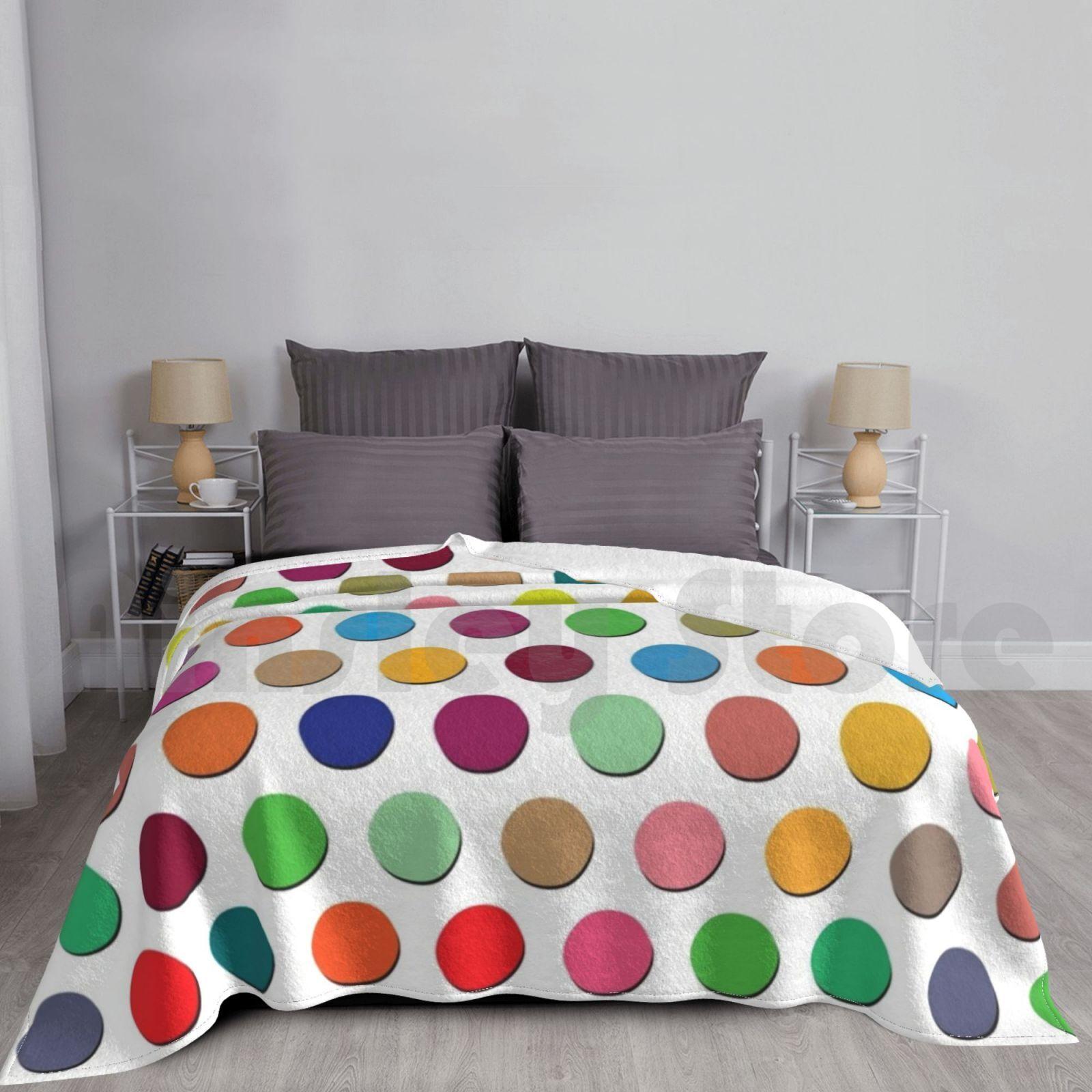 Polka Dots...dots...dots. Blanket For Sofa Bed Travel Colorful Spectrum Dots Dot Girly Polka Dots Circle Circles Size: 75*100cm, Weight: 230 GSM