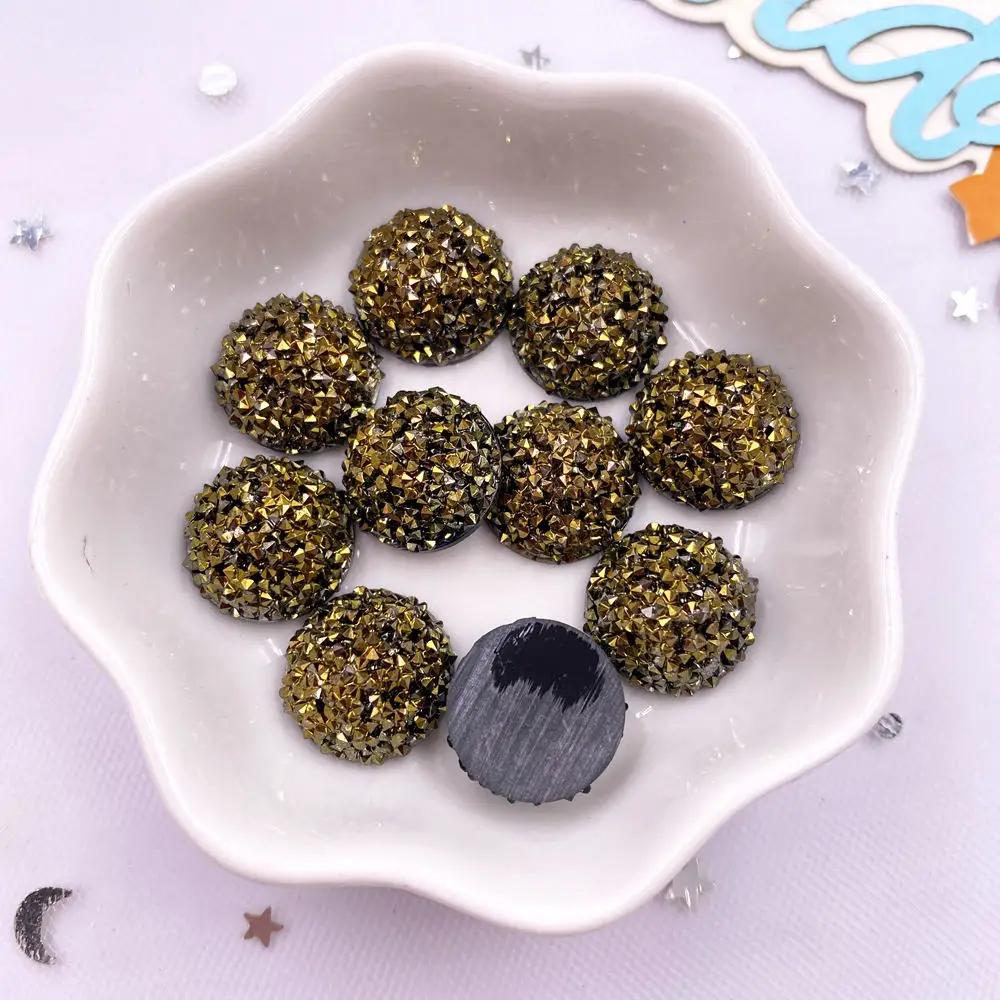 10PCS 1.5cm Special Colors Convex Round Half Bead Flat Back Rhinestone Applique DIY Wedding Scrapbook Jewelry Accessories