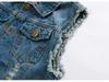 Herrväst i Koreansk Stil, Smal Passform, Riven Denimbäst - Ärmlös Topp för Vår/Sommar/Höst