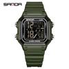 Sanda 6380 Fashion Men's Electronic Led Digital Watch Sports Night light Multi Functional Waterproof Student Timing Alarm Clock