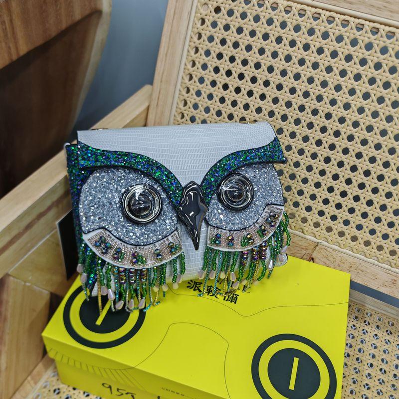 

Export Warehouse Tail Goods Special Offer Big Sale Big Sale Genuine Leather Leak-Picking 2025 Crossbody Owl Shoulder Bag for Women P06 White