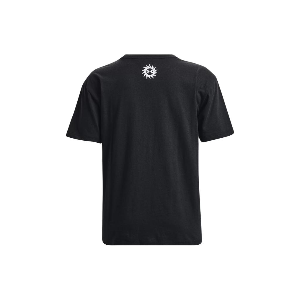 Under Armour Letter Print Round Neck Pullover Short Sleeve Drop Shoulder T-Shirt Women T-Shirt Black 1374168-001