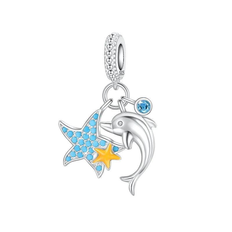 Copper Charms Earth Turtle Bird Starfish Evil Eyes Beads Fit Original Bracelet Bangle Diy Pendant Fine Jewelry Gift