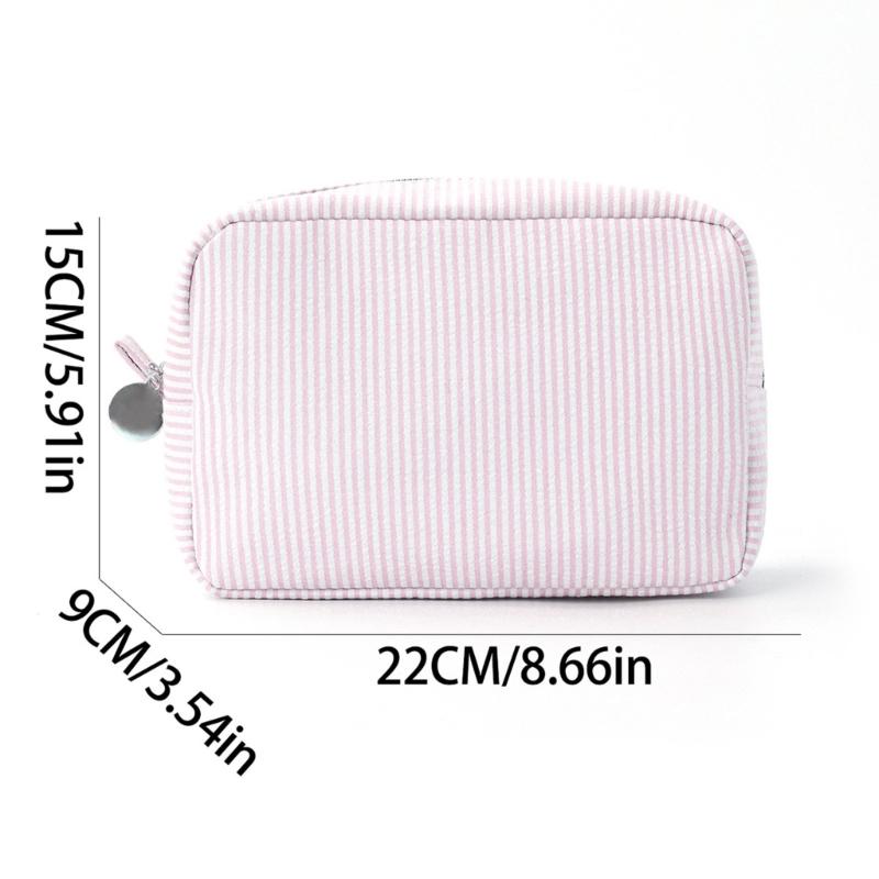 Toiletry Bag Stripe Makeup Bag Travel Cosmetic Bag Aesthetic Storage Bag Lovely Cosmetic Brush Case for Woman Girls