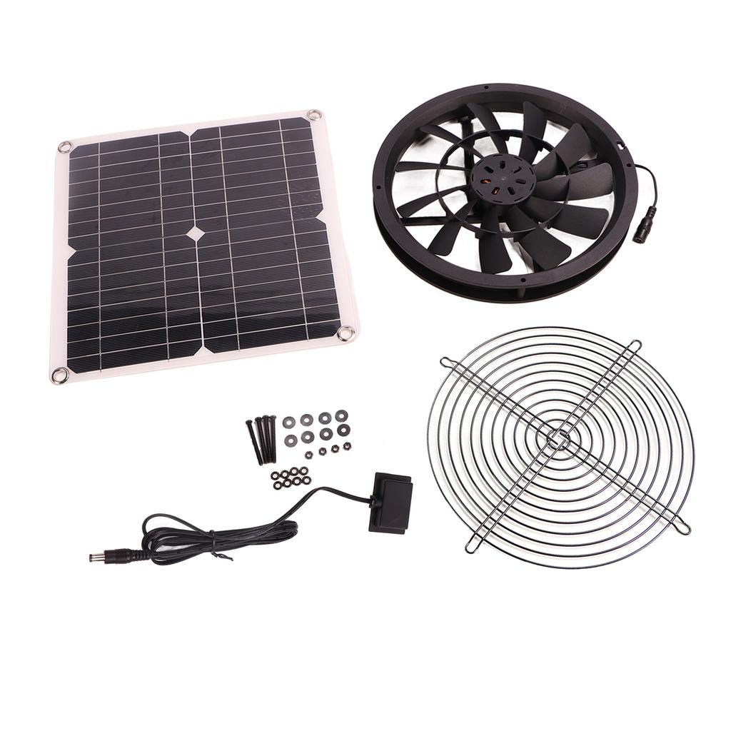 18V 12W Solar Exhaust Fan Kit Waterproof DC Brushless Round Solar Panel Cooling Fan for Workshop
