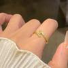 Real gold electroplated zircon cross opening ring, personality niche design sense index finger ring, light luxury high-end sense jewelry women