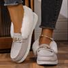 Metal Chain Plus Size Warm Cotton Shoes 2025 Winter Women's Fleece Sports Comfortable Beanie Shoes