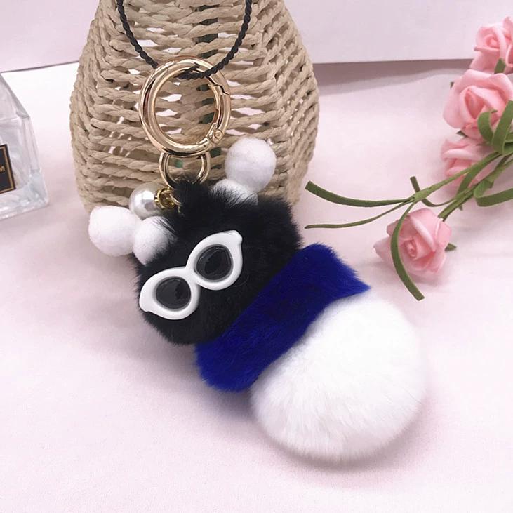 

Кролик Рекс красочная гусеница плюшевая сумка кулон брелок креативный милый женский норковый ювелирный подарок