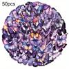 50pcs Purple Butterfly Stickers Reusable Self-Adhesive Decals Water Bottles Skateboards Scrapbooking Stickers Journal Decoration
