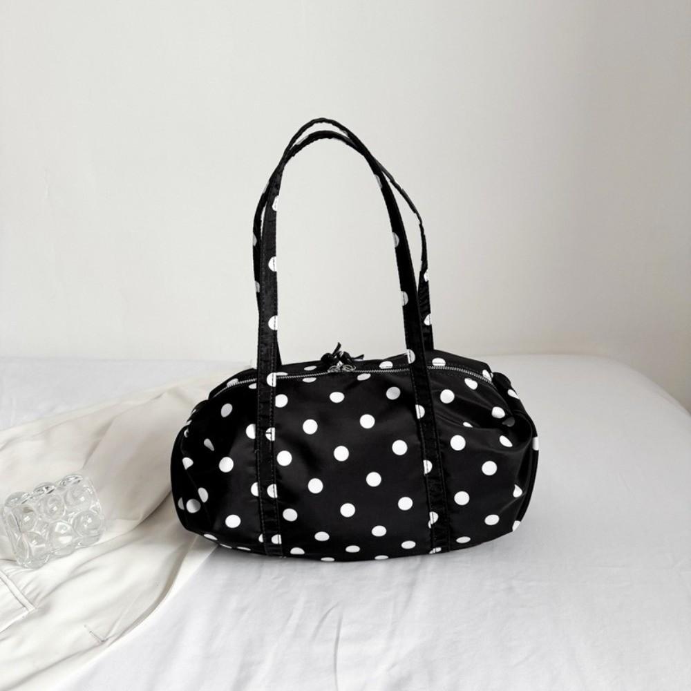 Foldable Polka Dot Tote Bag Lightweight Bowling Bag Fashion Nylon Handbag Sports