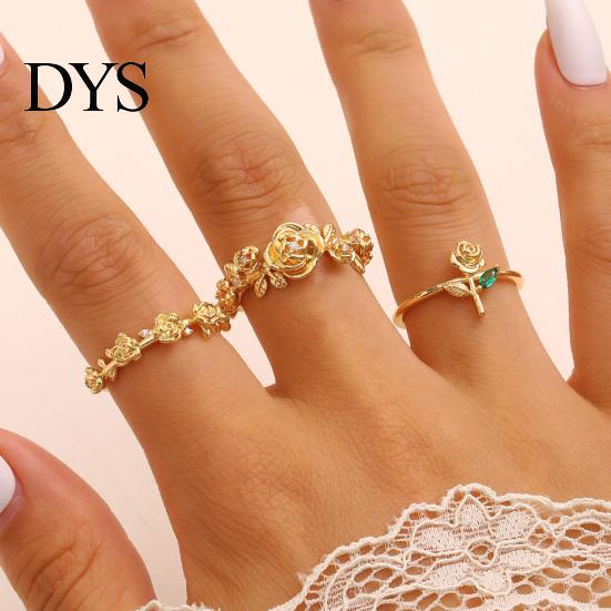 Daily Wear Adjustable Ring Rose Flower Stackable Band for Women Girls Layered Carving Wrap Open Jewelry Gift Birthday Valentine's Day