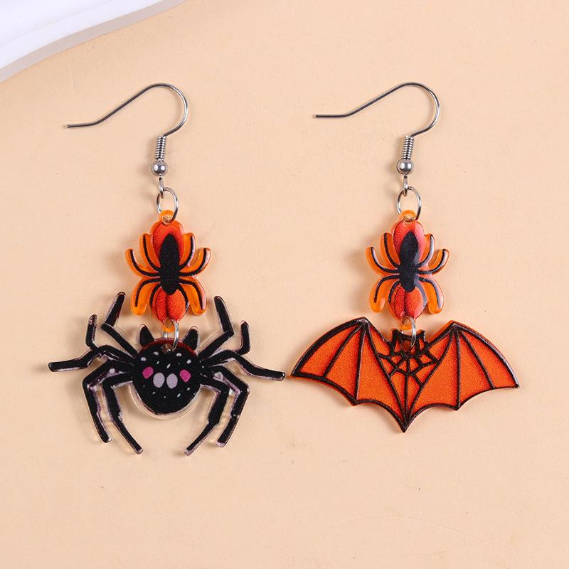 Personalized Colorful Bat Ghost Halloween Earrings Cartoon Pumpkins Spider Acrylic Drop Earring Cosplay Jewelry Accessory Gifts