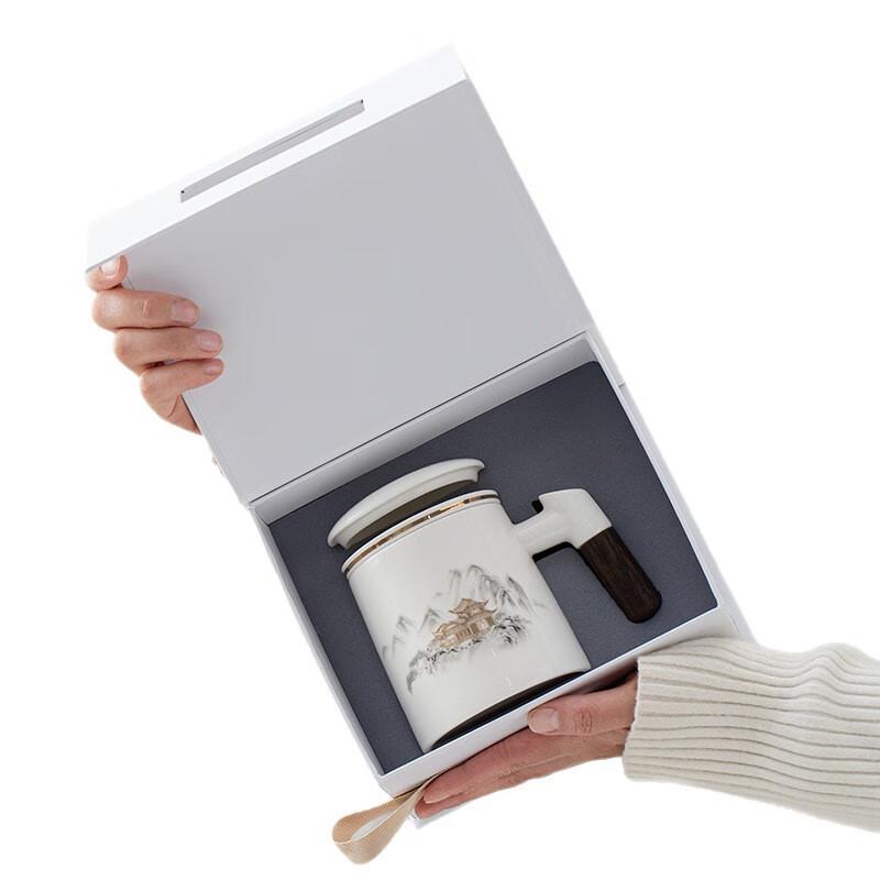 White Porcelain Tea Infuser Mug with Handle and Lid