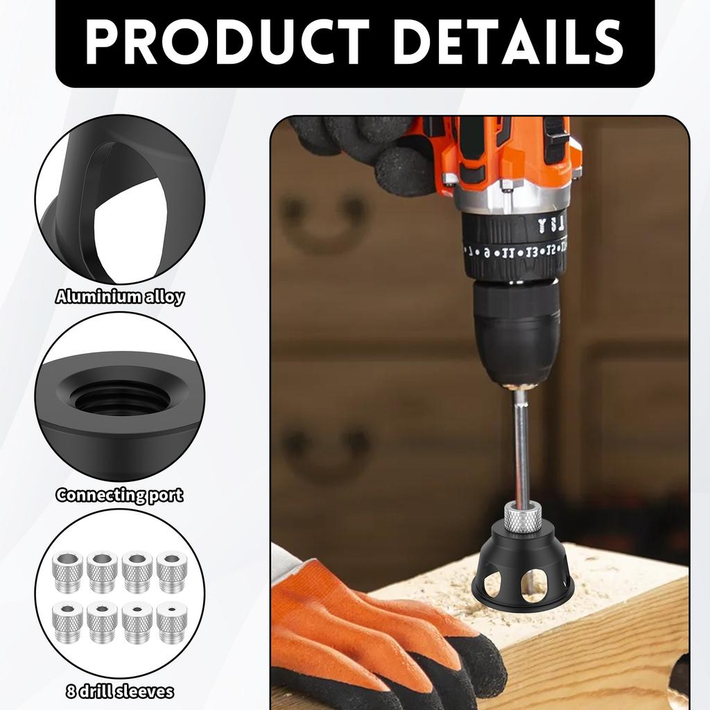 Vertical Drill Guide Doweling Jig 3-10mm 8 Drill Sleeves Aluminum Alloy Drill Positioning Pocket Hole Jig Hole Puncher for Carp