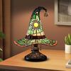 Witch Hat Lamp Stained Glass Resin Wizard Hat Light Spooky Gothic Table Lamp Decorative Standing Light for Indoor Party Haunted Halloween Bedroom