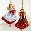 4 Stück/Set Vintage Engel Hängedekoration Fantasy Holz Weihnachtsbaum Hängendes Ornament Dekoration für Zuhause Neujahrsgeschenk Weihnachtsdekoration