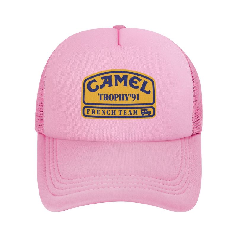 Camel Trophy 91 Print Mesh Baseball Cap Men Women Summer Sun Caps Street Hip Hop Hat Outdoor Sunshade Hat Daily Adjustable розовый