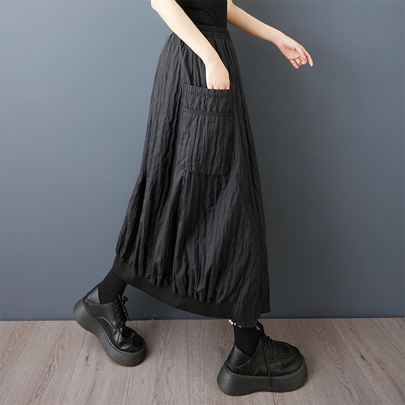 Black Plus Size High Waist Vintage Spring Summer Autumn Casual Loose Long for Woman Skirts Womens Skirt