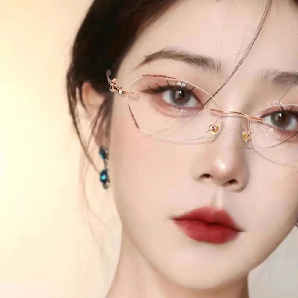 Portable Shiny Diamond Myopia Glasses Ultra Light Frame Eye Protection Anti-Blue Light  Eyeglasses