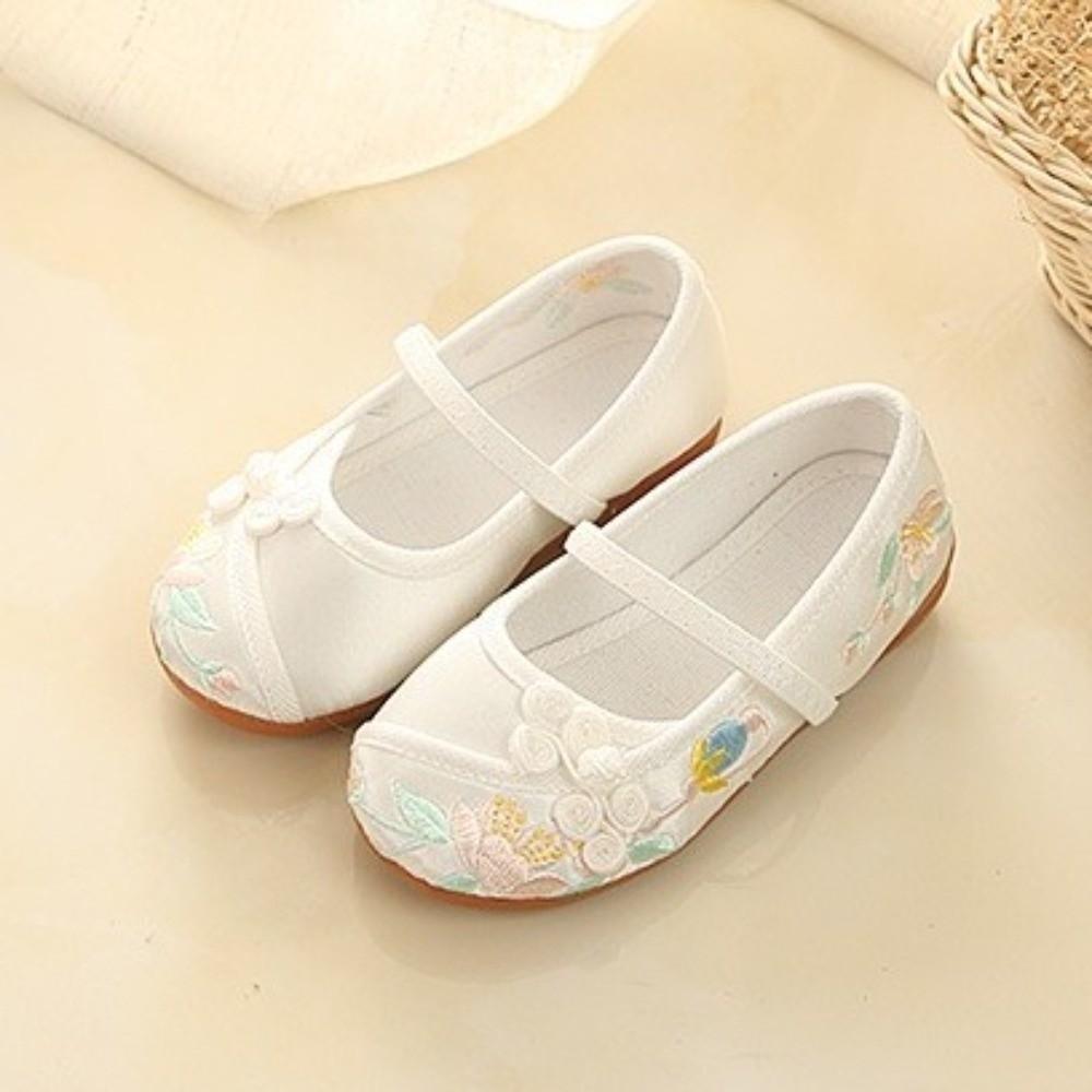 Chaussures de Danse Filles Semelle Souple Résistantes à l'Usure Chaussures en Tissu Brodé Chaussures de Ballet Usage Quotidien