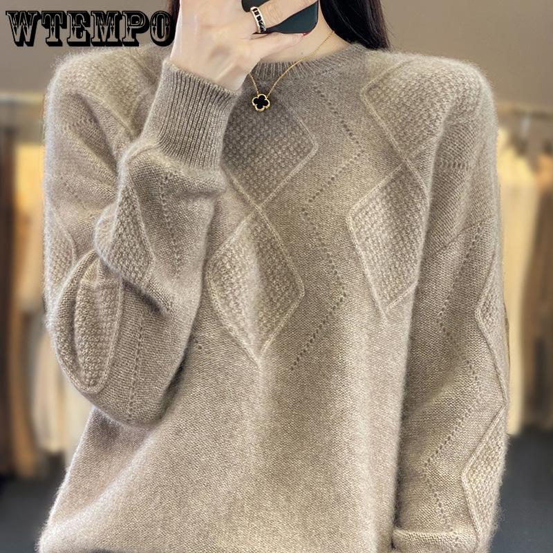Women's Sweater Autumn Solid Color Round Neck Sweater Women's Pullover Top Knitted Sweater