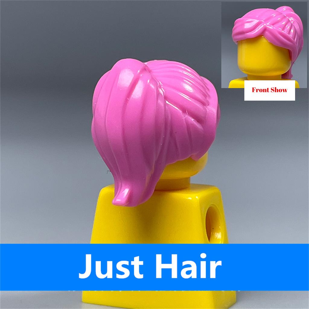 Non-Toxic 10Pcs Moc Bricks Female Children Hairs High Ponytail For 4Cm Figure Wear Head Body Parts Accessories Diy Building Blocks Kids Toys