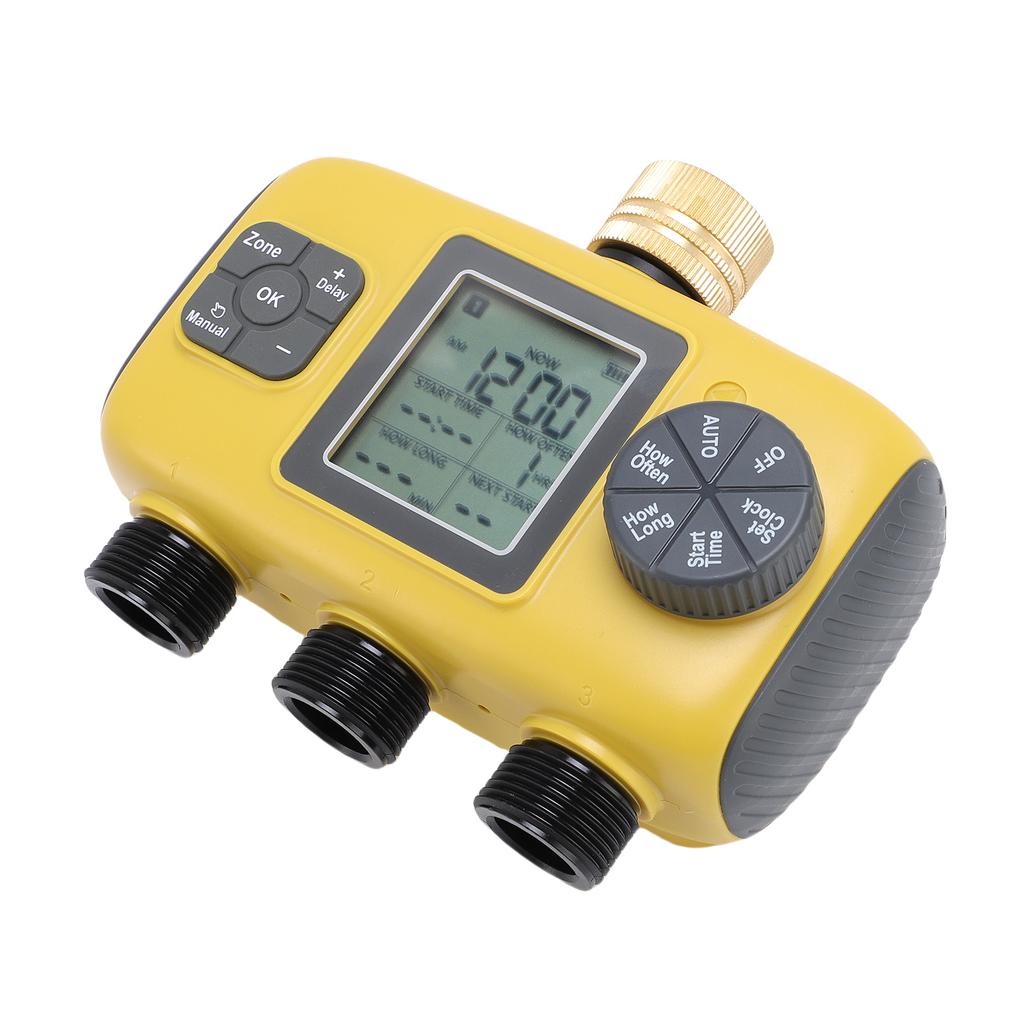 Sprinkler Timer 3/4-1/2in Faucets Programmable Hose Timer 3 Outlets Digital Display Watering Irrigation Timer for Outdoor Garden
