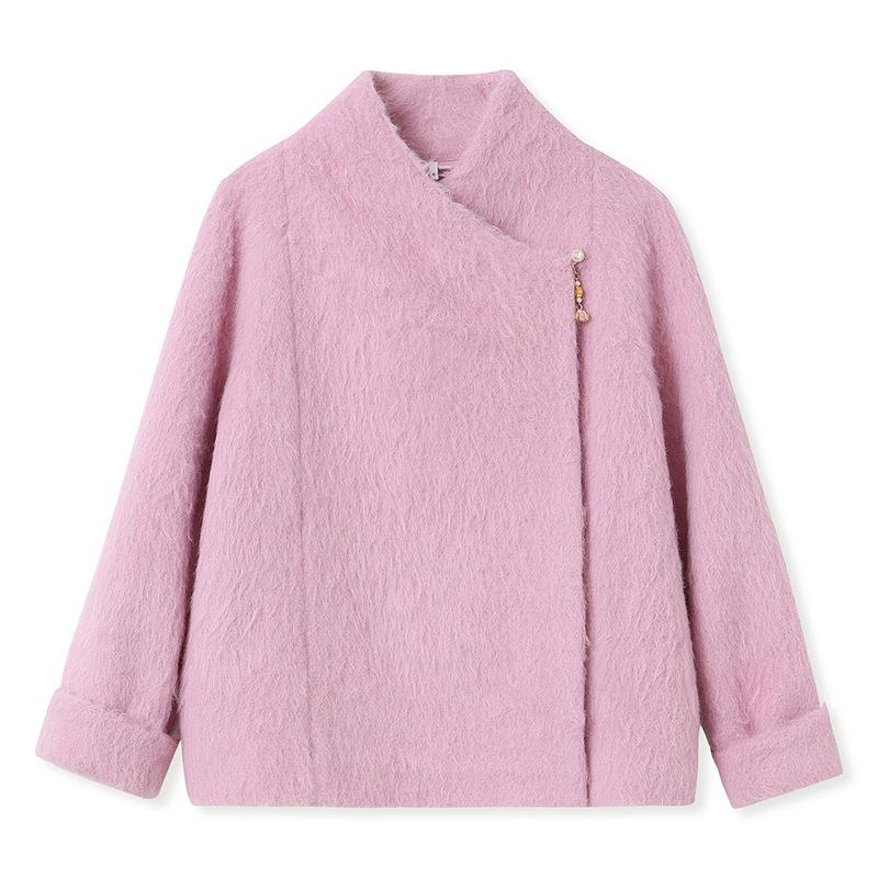Winter temperament thickened warm wool pulling coat high-end long-sleeved woolen jacket skirt set NY116