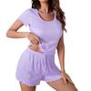 European & American Style Summer Pajamas: Casual Printed T-Shirt & Women's Shorts Two-Piece Set