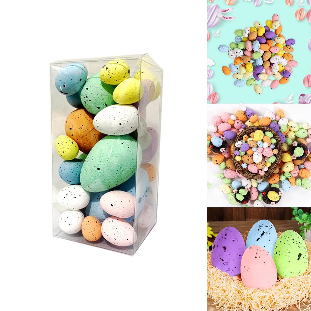 35pcs Colorful Painting Easters Eggs Handmade Seasonal Decoration Foam Spotted Eggs Ornament for Family Gatherings