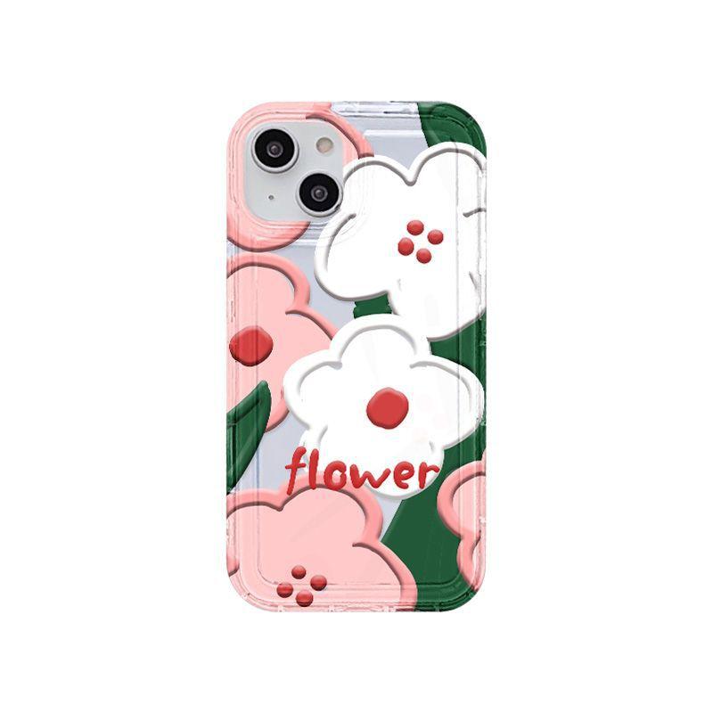 Simple Oil Painting Flower Suitable for iPhone17 Airbag Mobile Phone Case 16Pro Niche X Apple 14 All-inclusive 15/13