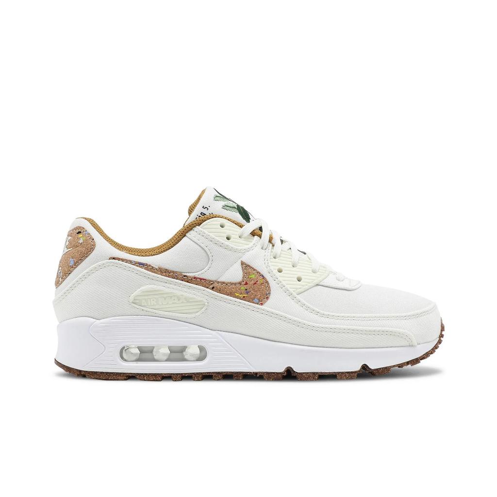 Nike Womens Air Max 90 SE 'Cork' (women's sizes) Sail / White / Volt / Wheat Running Shoes DD0384 100