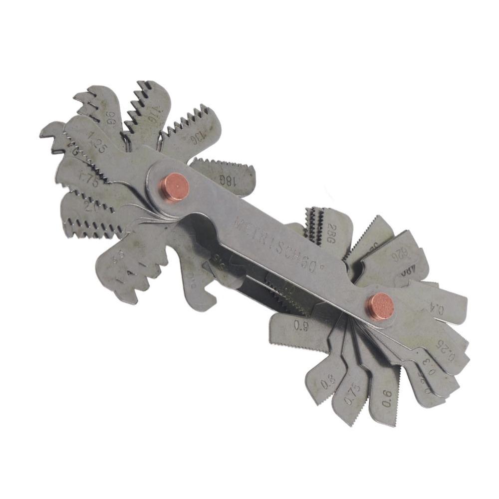 Stainless iron Thread Pitch Gauge Metric Imperial Thread Measuring Tool  Angle Checking