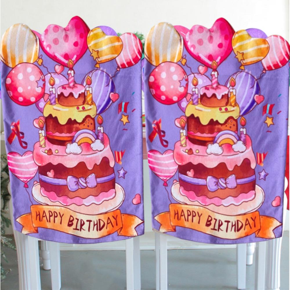 1PC Birthday Chair Cover Universal Size Cute Reusable Chair Cover for Kids Birthday Seat Cover Colorful Party Dining Room Decor