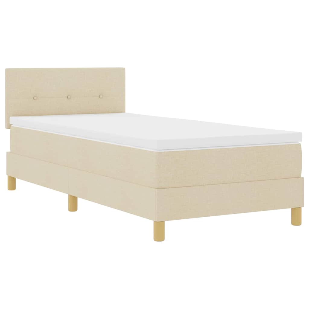 LED Box Spring Bed with LED Light Strips Cream 100 x 200 cm Fabric