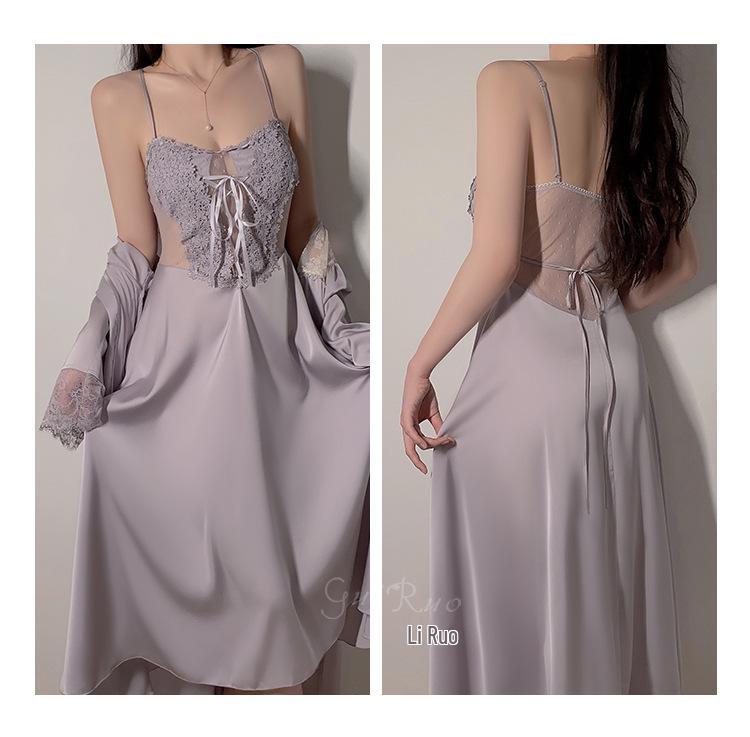 Elegant Plus Size Padded Mesh Nightgown: Spaghetti Strap Temptation Women’s Homewear