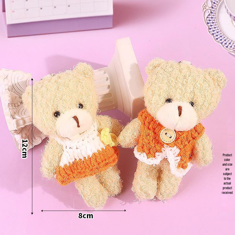 Blush Bear Plush Vest Keychain - Cute Teddy Backpack Charm Gift