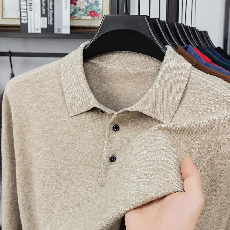Lapel Collar Long Sleeve Men's Top