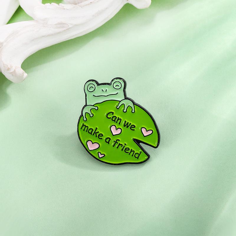 Cartoon Animal Badges: Little Monkey with Bananas, Cat with Fish, Dog with Bones, Cute Frog Brooch