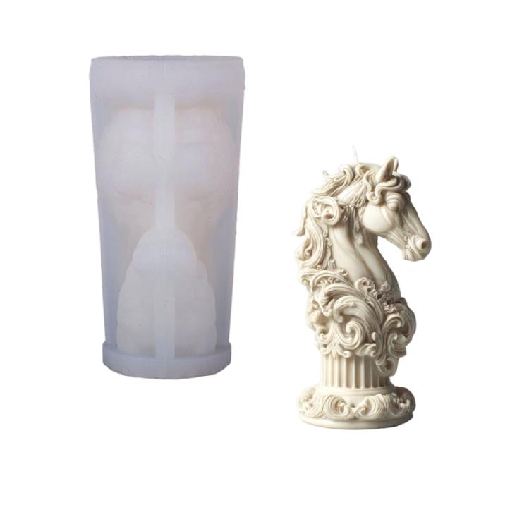 Artistics Roman Pillar Candle Making Mould Silicone Horse Head Embossing Set For Scented Candle Home Decoration
