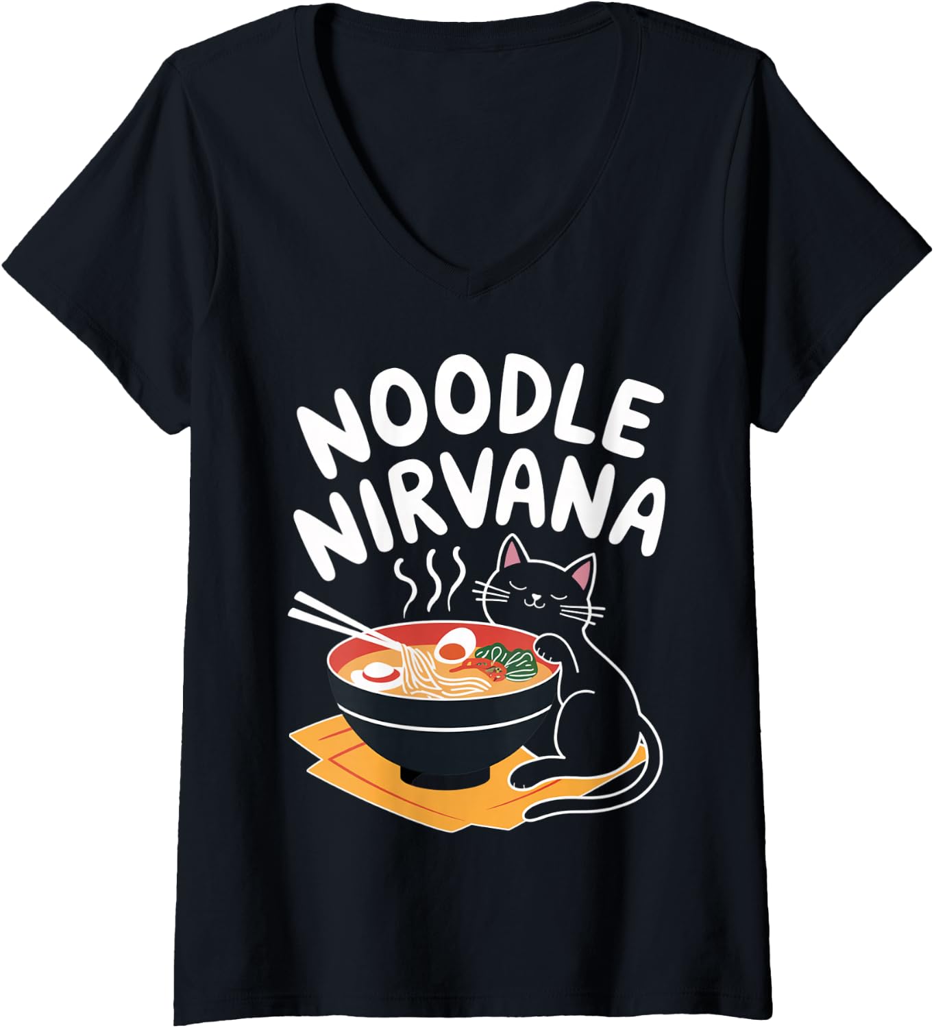 Cute Cat Ramen Noodle Nirvana T-shirt XXXL