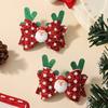 2pcs Glitter Christmas Kids Bows Hairpin for Girls Antlers Printed Fabric Ponytail Clips Christmas Holiday Prom Hair Accessories