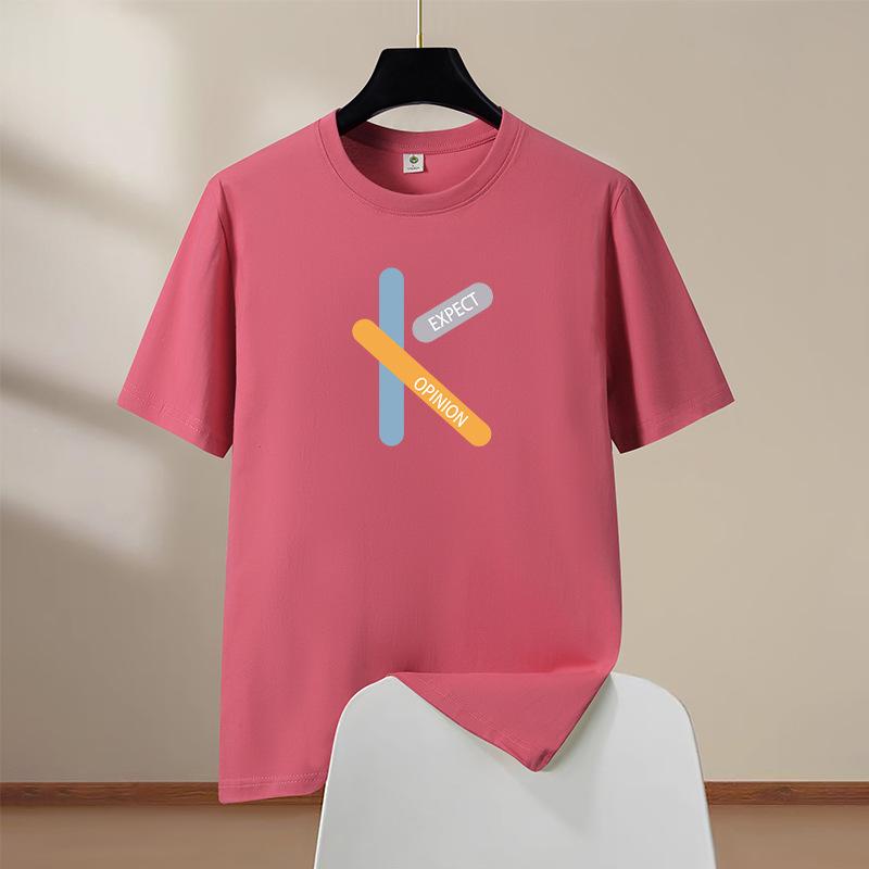 K Mens 100% Cotton Short Sleeve T-Shirt Oversized Round Neck Casual Tee