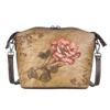 Vintage design Tašky přes rameno s květinovým vzorem z pravé kůže Crossbody kabelka pro ženy Dámská růžová kabelka